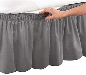img 4 attached to 🛏️ Elastic 17 inch Drop Dust Bed Skirt for King Size Beds - Wrap Around Style Egyptian Cotton (Grey)