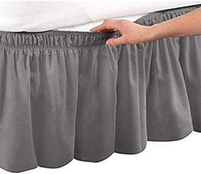 img 2 attached to 🛏️ Elastic 17 inch Drop Dust Bed Skirt for King Size Beds - Wrap Around Style Egyptian Cotton (Grey)