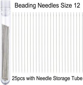 img 3 attached to 🧵 Convenient Beading Needles (Size 12) 25pc Set with Handy Needle Storage Tube