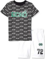 👕 boys' short sleeve all over logo t-shirt and shorts set by marc ecko logo