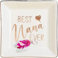 nana gifts: ceramic jewelry tray & 👵 ring dish for grandmas - best nana ever logo