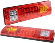 🚦 perfectech rv 19 led trailer tail lights red white-amber - integrated turn signal & running lamp for atv truck (12v) - pack of 2 logo