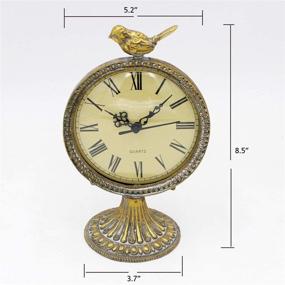 img 1 attached to 🕊️ Charming Vintage Pewter Table Clock with Playful Bird in Antique Gold Finish