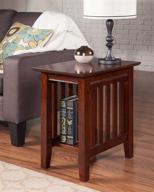 rubberwood mission side table in walnut finish by atlantic furniture logo