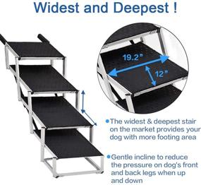 img 3 attached to 🐶 Zerria Upgraded Extra Wide Dog Car Stair for Large Dogs - Lightweight Aluminum Foldable Pet Ladder Ramp with Nonslip Surface - Ideal for High Beds, Trucks, Cars, and SUVs - Supports up to 200 lbs - 4 Steps