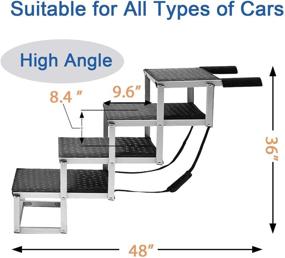 img 1 attached to 🐶 Zerria Upgraded Extra Wide Dog Car Stair for Large Dogs - Lightweight Aluminum Foldable Pet Ladder Ramp with Nonslip Surface - Ideal for High Beds, Trucks, Cars, and SUVs - Supports up to 200 lbs - 4 Steps