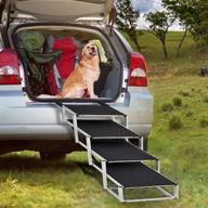 🐶 zerria upgraded extra wide dog car stair for large dogs - lightweight aluminum foldable pet ladder ramp with nonslip surface - ideal for high beds, trucks, cars, and suvs - supports up to 200 lbs - 4 steps logo