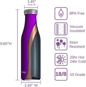 img 1 attached to 🍆 Ultra-Durable Drinco Deep Purple Stainless Steel Water Bottle - Slim Design, Triple Insulated, Wide Mouth, 17oz Capacity, Powder Coated Finish, 18/8 Grade