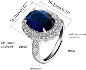 img 2 attached to 💍 Adjustable Platinum Plated Crystal Rings for Women - Big Oval Cubic Zirconia Solitaire Split Shank Ring, Birthstone Jewelry Gift - Y927