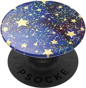 img 4 attached to PopSockets PopGrip: Глиттер Звездные Сны Темно-синяя Ручка для телефона и подставка, складная, съемная верхняя часть