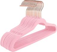 👶 nestidy kids velvet hangers 60 pack - non-slip pink baby hangers with rose gold hook, perfect for children's shirts, pants, sweaters & dress clothes - space saving toddler felt hangers логотип