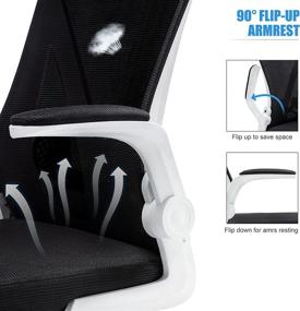 img 2 attached to Ergonomic Desk Chair with Lumbar Support, Swivel, and Adjustable Mid Back - Home Office Computer Chair for Women and Adults - White+Black