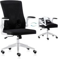 ergonomic desk chair with lumbar support, swivel, and adjustable mid back - home office computer chair for women and adults - white+black logo