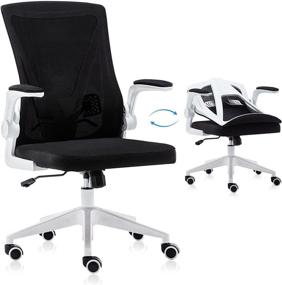 img 4 attached to Ergonomic Desk Chair with Lumbar Support, Swivel, and Adjustable Mid Back - Home Office Computer Chair for Women and Adults - White+Black