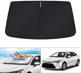 img 4 attached to Ultimate Protection: KUST Custom Fit Sun Shade for Toyota Corolla 2020-2021 Sedan - Keep Your Car Cool & UV Rays at Bay!
