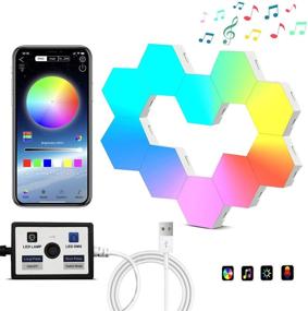 img 4 attached to Hexagon Lights for Gaming Room Decor - APP Control, Music Sync, 16 Million RGB Colors, LED Wall Lights for Bedroom, Ambient Lighting - Ideal Hexagon Wall Decor