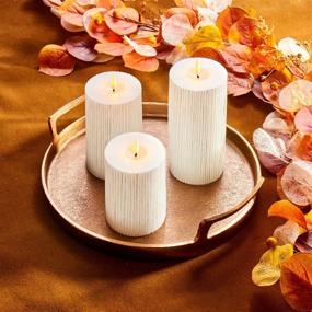 img 3 attached to 🕯️ Realistic Flameless Pillar Candles with Remote Control - 3 Sizes, 3 Pack, White Real Wax, LED Flickering Flame, Timer & Batteries Included