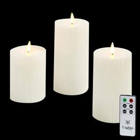 img 4 attached to 🕯️ Realistic Flameless Pillar Candles with Remote Control - 3 Sizes, 3 Pack, White Real Wax, LED Flickering Flame, Timer & Batteries Included