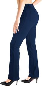 img 4 attached to Comfort and Style Combined: Yogipace Women's Petite/Regular/Tall Straight Leg Yoga Dress Pants with Belt Loops