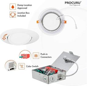 img 2 attached to [4-Pack] PROCURU 6-Inch Gimbal Adjustable LED Recessed Ceiling Downlight with J-Box, Dimmable Can-Killer Downlight, 12-Watt 950Lm, Color Temperature Adjustable 2700K-6000K