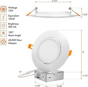 img 3 attached to [4-Pack] PROCURU 6-Inch Gimbal Adjustable LED Recessed Ceiling Downlight with J-Box, Dimmable Can-Killer Downlight, 12-Watt 950Lm, Color Temperature Adjustable 2700K-6000K