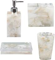 🛁 aimone natural white marble bathroom accessory set - 4-piece bath gift set, soap dispenser, toothbrush holder, tumbler, soap dish - classy home decor gift logo
