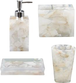 img 4 attached to 🛁 AIMONE Natural White Marble Bathroom Accessory Set - 4-Piece Bath Gift Set, Soap Dispenser, Toothbrush Holder, Tumbler, Soap Dish - Classy Home Decor Gift
