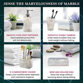 img 2 attached to 🛁 AIMONE Natural White Marble Bathroom Accessory Set - 4-Piece Bath Gift Set, Soap Dispenser, Toothbrush Holder, Tumbler, Soap Dish - Classy Home Decor Gift