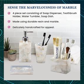img 3 attached to 🛁 AIMONE Natural White Marble Bathroom Accessory Set - 4-Piece Bath Gift Set, Soap Dispenser, Toothbrush Holder, Tumbler, Soap Dish - Classy Home Decor Gift