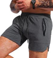 🏋️ pudolla men's gym workout shorts: ultimate weightlifting and squatting performance shorts with zippered pockets for bodybuilding and training joggers logo