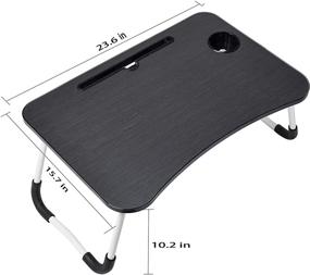img 1 attached to 💼 Folding Lap Desk Stand: Multifunctional Lap Tablet Holder with Cup Holder - Black