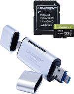 💨 высокоскоростная карта памяти microsd u1 на 64 гб: в комплекте sd адаптер и универсальное устройство для чтения карты. логотип