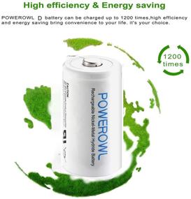 img 2 attached to 🔋 Long-lasting POWEROWL 10000mAh Ni-MH D Rechargeable Batteries - Low Self Discharge (Pack of 2)