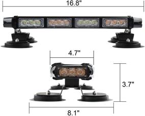 img 2 attached to 🚨 ASPL 16.8-дюймовая светодиодная вспышка сигнального светового бруса - 26 режимов мигания, магнитное основание - светильники высокой интенсивности для автомобилей, грузовиков, прицепов, безопасность на крыше (янтарный белый янтарный белый)