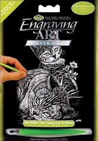 img 2 attached to 😺 ROYAL BRUSH SILMIN-102 Tabby Cat and Kitten Mini Silver Foil Engraving Art Kit, 5 x 7" - Majestic Tabby Cat and Kitten Silver Foil Engraving Kit: Delightful Artistic Experience in Miniature!