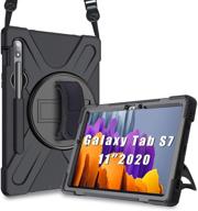 procase galaxy tab s7 11 inch case 2020 t870 t875 t878 - rugged heavy duty shockproof cover with s pen holder and kickstand - black logo