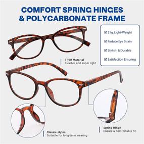 img 1 attached to 👓 5 Pack Womens Reading Glasses: High-Quality Readers Eyeglasses with Trendy Patterns & Spring Hinge for Men (Amber, 2.0)