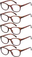 👓 5 pack womens reading glasses: high-quality readers eyeglasses with trendy patterns & spring hinge for men (amber, 2.0) logo