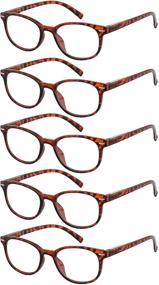 img 4 attached to 👓 5 Pack Womens Reading Glasses: High-Quality Readers Eyeglasses with Trendy Patterns & Spring Hinge for Men (Amber, 2.0)