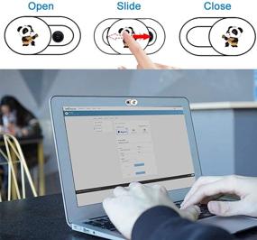 img 2 attached to 🐼 Olyre накладка для камеры ноутбука с раздвижным затвором | Защита конфиденциальности для ноутбука, планшета, iPad, MacBook, iPhone 8/7/6 Plus, iMac, смартфона | Защита от пыли и грязи | Серия "Карикатурный панда 2" | 6 штук