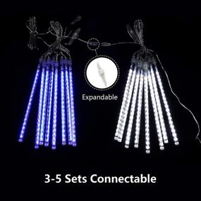 img 1 attached to 🌟 Enhance Your Outdoor Decor with 11.8 Inches Waterproof Meteor Shower Lights: LED Snowfall Icicle Lights for Tree Bushes, Perfect for Holiday Parties and Christmas Decoration