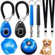 🐶 comprehensive 8-piece dog training kit: adjustable sound whistle, clicker, bell, squeak ball for effective behavioral silent training & dog recall logo