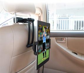 img 4 attached to 📱 Stretchable Tablet Headrest Mount for Car Backseat: Universal Tablet/Phone Holder for 5-inch and Above Devices - Compatible with Apple iPad Mini/Pro/Air, Nintendo Switch, Samsung Galaxy Tabs