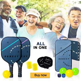 img 3 attached to MB RUNEST Pickleball Paddles Set: Lightweight Rackets with Composite Honeycomb Core, Premium Graphite Face, Bag, Covers, Extra Grips & 4 USAPA Approved Outdoor Balls