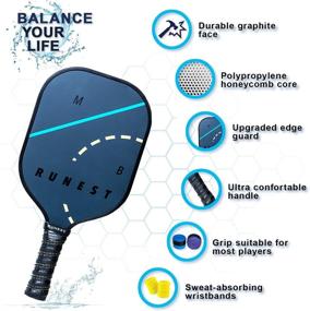 img 1 attached to MB RUNEST Pickleball Paddles Set: Lightweight Rackets with Composite Honeycomb Core, Premium Graphite Face, Bag, Covers, Extra Grips & 4 USAPA Approved Outdoor Balls