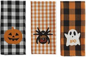 img 1 attached to DII Halloween Collection Embellished Dishtowel Set, 18x28 - Boo! Buffalo Check 3 Piece: Spooky Kitchen Decor for Halloween