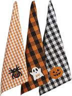 dii halloween collection embellished dishtowel set, 18x28 - boo! buffalo check 3 piece: spooky kitchen decor for halloween logo