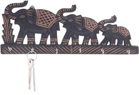 img 3 attached to 🐘 IndiaBigShop 13.5 Inch Handmade Wooden Elephant Key Holder with 6 Hooks for Organizing Purposes