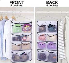 img 3 attached to 👕 MISSLO Large Mesh Pocket Hanging Closet Organizer for Bra, Stocking, Clothes, Socks - Durable Double Sided Design in White