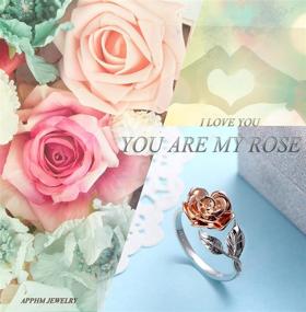 img 1 attached to 🌹 Alphm Rose Flower Ring: Exquisite S925 Sterling Silver Adjustable Wrap Open Ring for Women - Perfect Valentines Day Gift